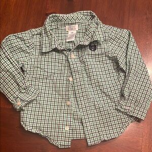 Chaps Green, White, and Black Button Down Shirt Lightweight Cotton